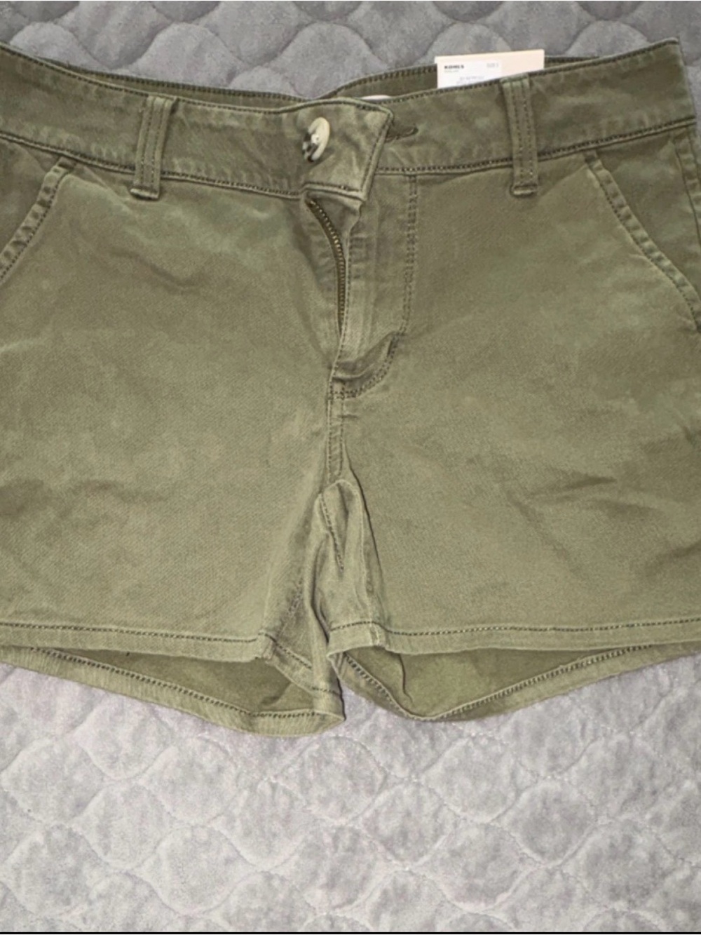 SO Olive Green Cotton Jean Shorts
